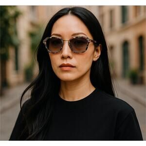 House of Harlow 1960 Green Squared Oval Double Bridge Aviator Sunglasses 100% UV